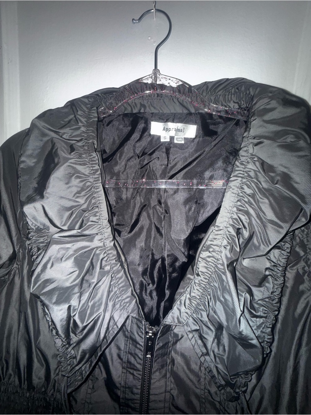 Women’s Black Ruffle-Trim Utility Jacket - Picture 3 of 3